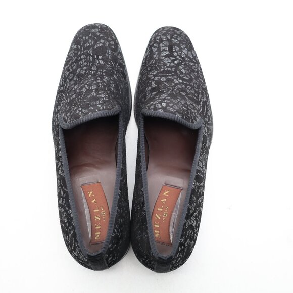 Mezlan  Black  Silver Shoes Men's US Size 10 Slip on Dress Shoes Floral Spain - Picture 8 of 10